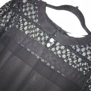 Sheer blouse with lace detail